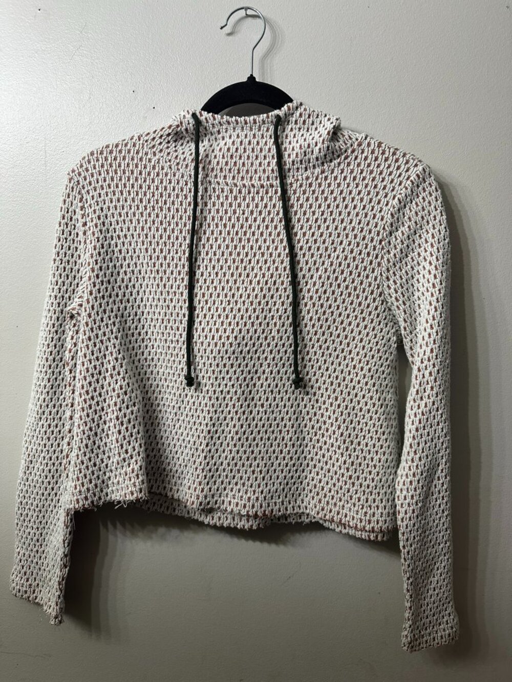 NWOT Lou & Grey Textured Knit Hoodie Cream Rust Size Small